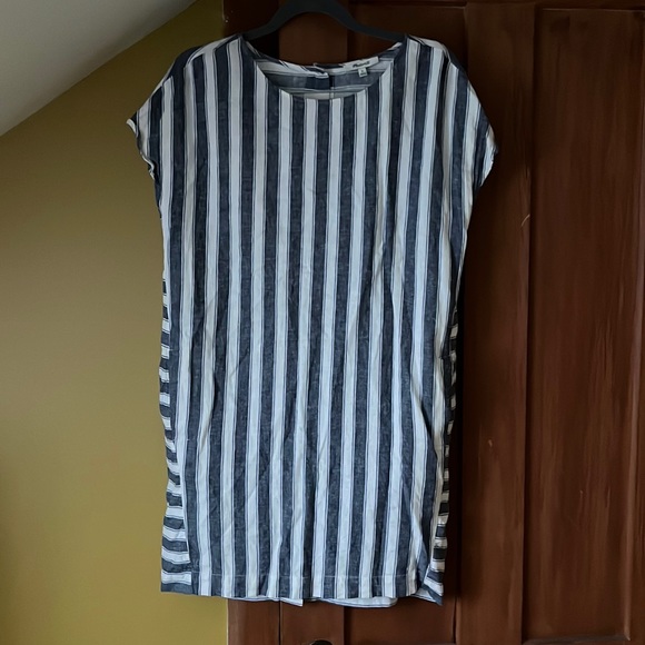 Size M Madewell Striped Loose Fit Linen Cotton Dress - Picture 1 of 5
